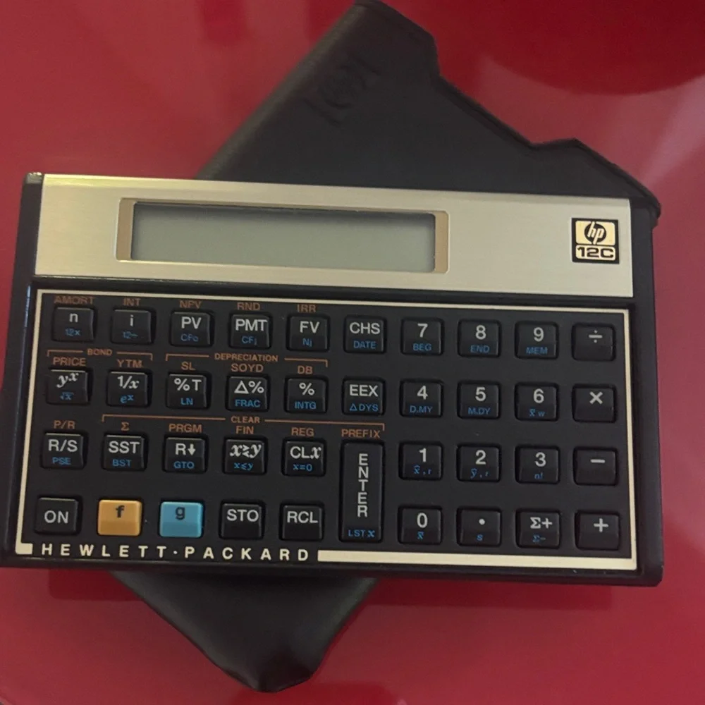 HP Hewlett-Packard Black and Gold Financial Calculator (Vintage Style)